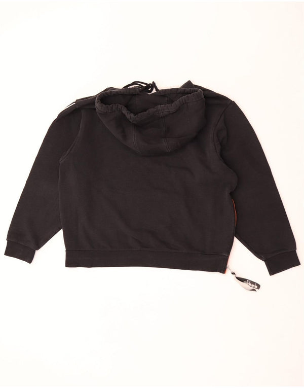Diadora Mens Graphic Hoodie Jumper Small Black Cotton