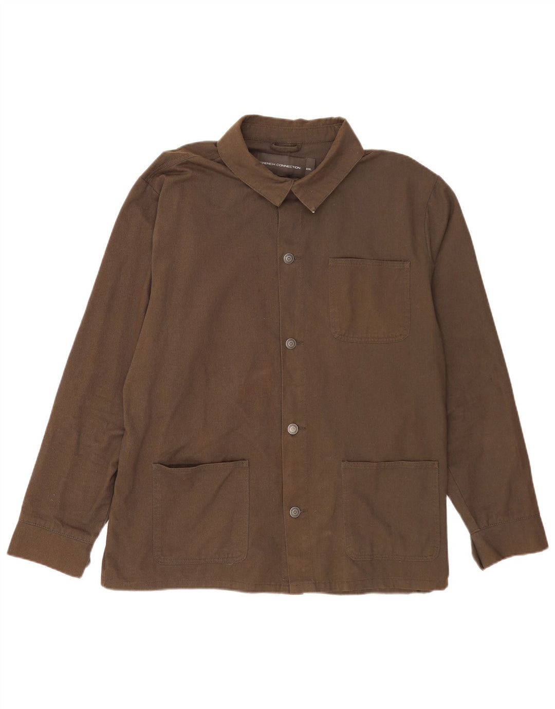 French Connection Mens Overshirt Shirt 2XL Khaki Cotton