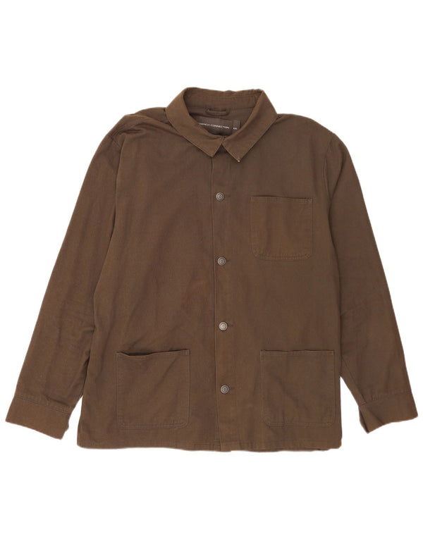 French Connection Mens Overshirt Shirt 2XL Khaki Cotton