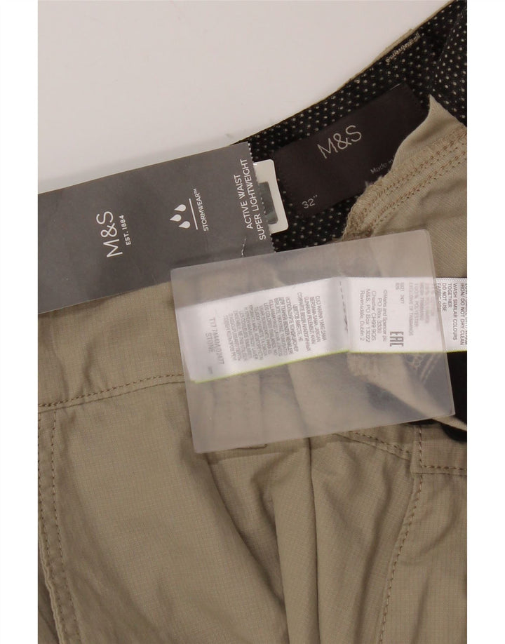 Marks & Spencer Mens Cargo Shorts W32 Medium Beige Cotton