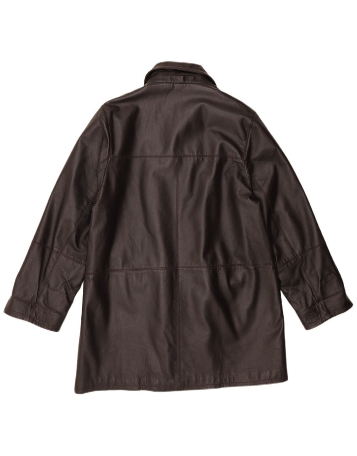 Vintage Womens Leather Coat IT 50 XL Brown Leather
