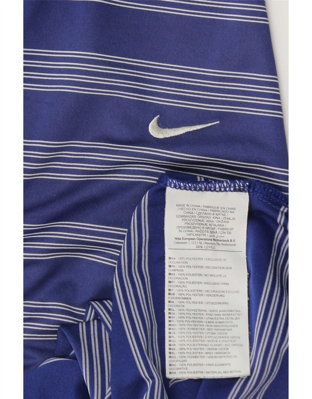 Nike Mens Polo Shirt 2XL Navy Blue Striped Polyester