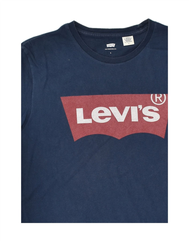 LEVI'S Mens Slim Graphic T-Shirt Top Large Navy Blue Cotton | Vintage Levi's | Thrift | Second-Hand Levi's | Used Clothing | Messina Hembry 