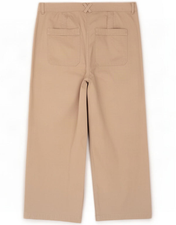 White Stuff Womens Wide Leg Cropped Trousers UK 14 Large W32 L25 Beige