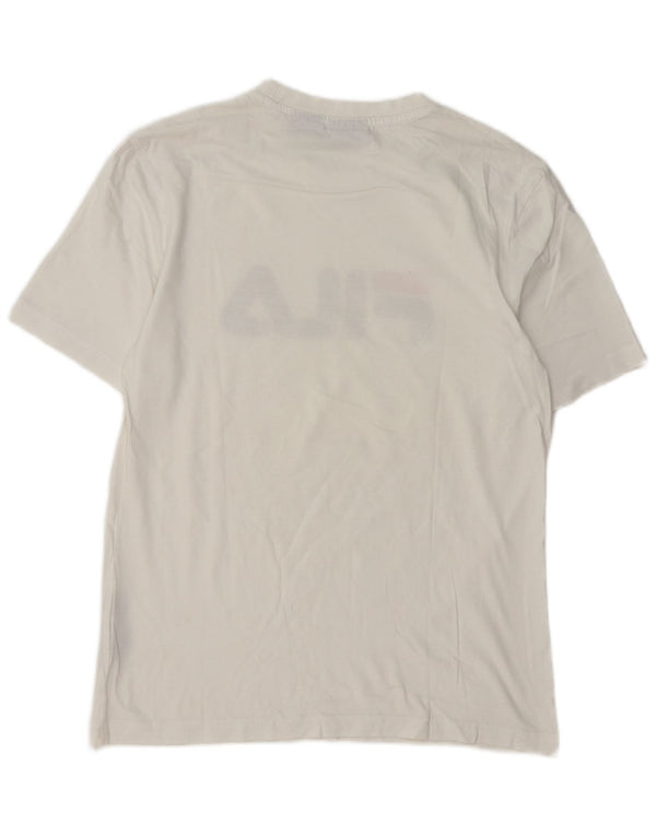 Fila Mens Graphic T-Shirt Top Small White Cotton