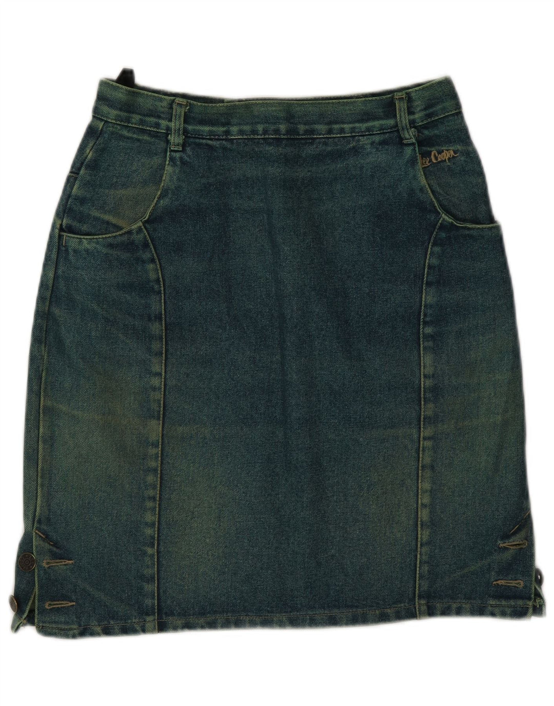 Lee Cooper Womens Denim Skirt IT 42 Medium W26  Green Cotton