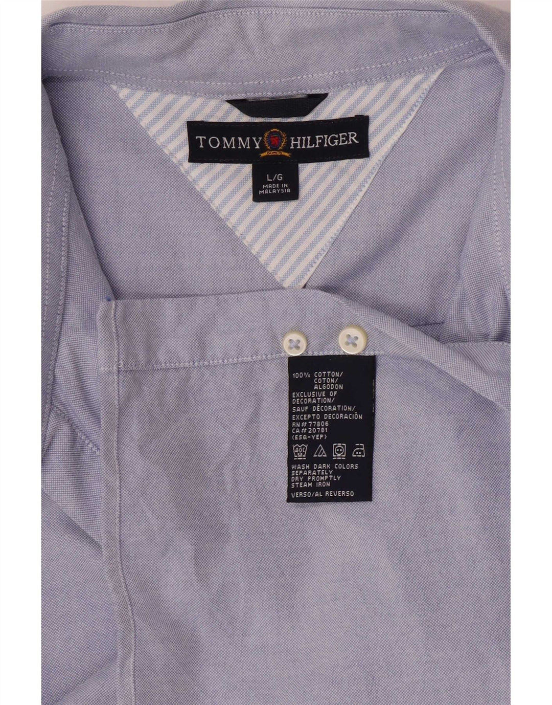 Tommy Hilfiger Mens Regular Fit Shirt Large Blue Cotton
