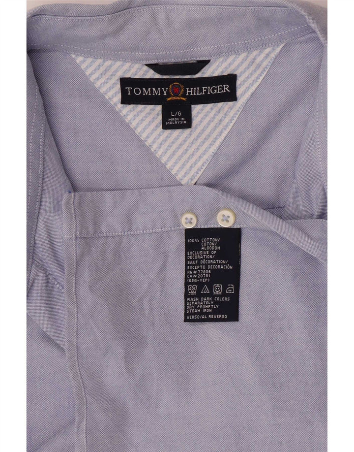 Tommy Hilfiger Mens Regular Fit Shirt Large Blue Cotton