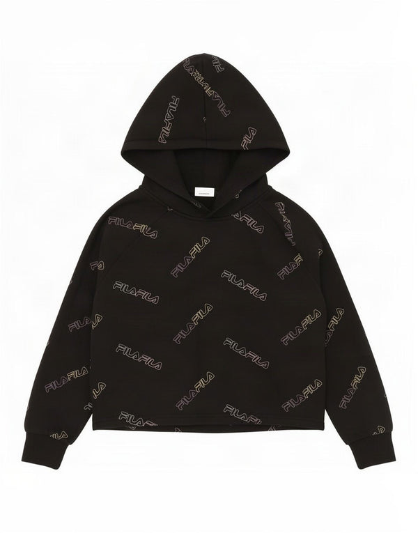 Fila Boys Graphic Hoodie Jumper 11-12 Years Black Cotton
