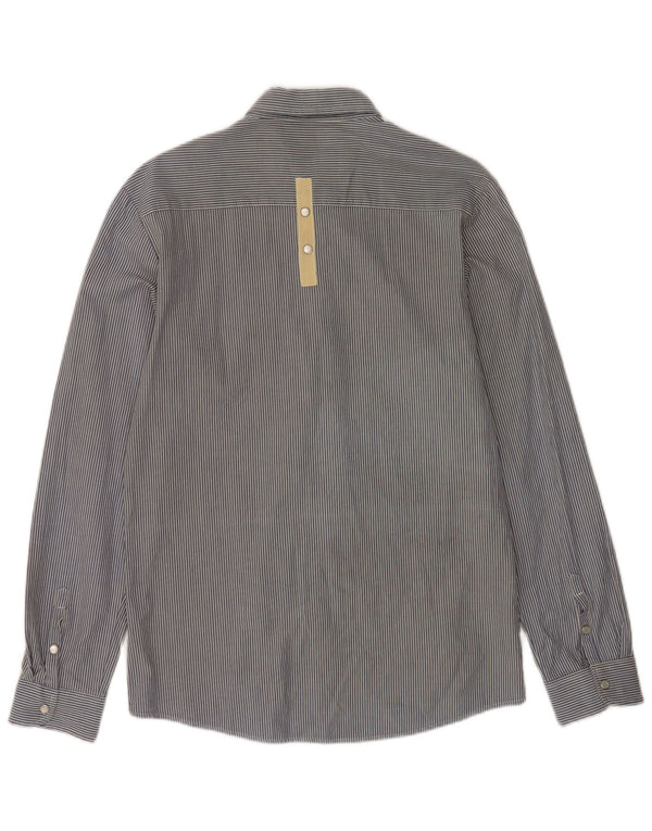 Quiksilver Mens Shirt Small Blue Pinstripe Cotton