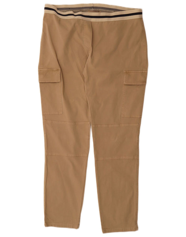 Napapijri Womens Slim Cargo Trousers IT 48 XL W38 L30 Beige Striped Cotton