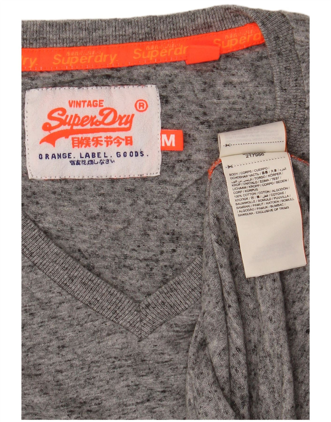 SUPERDRY Mens T-Shirt Top Medium Grey Flecked Cotton