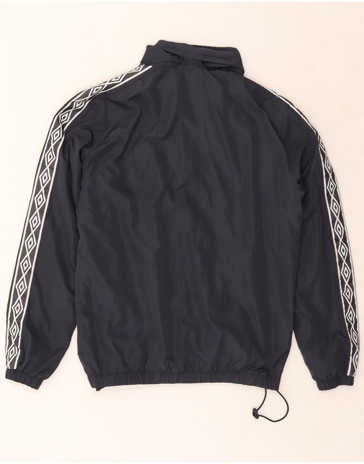 UMBRO Mens Hooded Graphic Tracksuit Top Jacket Small Navy Blue Polyester