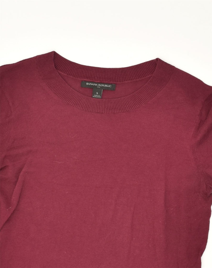 BANANA REPUBLIC Womens Crew Neck Jumper Sweater UK 10 Small Maroon Cotton | Vintage Banana Republic | Thrift | Second-Hand Banana Republic | Used Clothing | Messina Hembry 