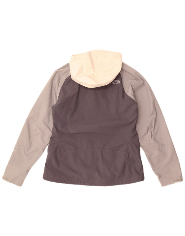 The North Face Womens Hooded Rain Jacket UK 16 Large Grey Colourblock Nylon