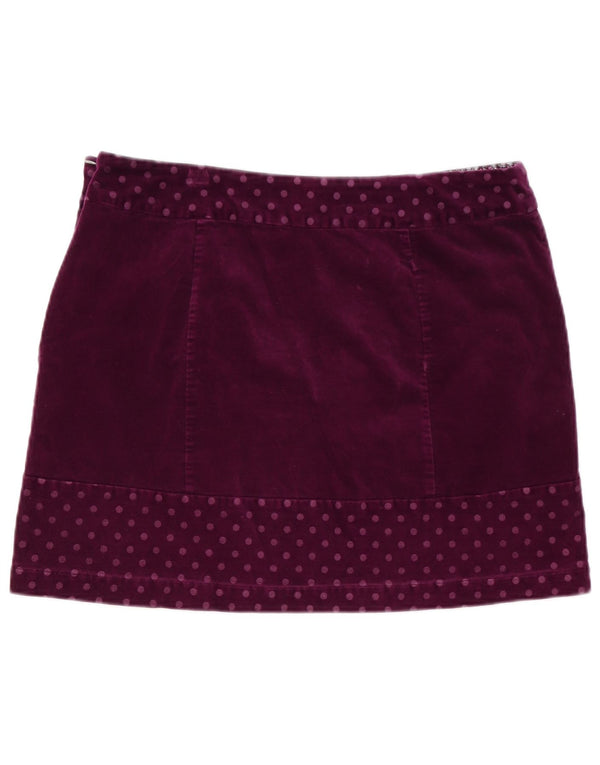 White Stuff Womens Velvet Mini Skirt UK 16 Large W38  Purple Polka Dot