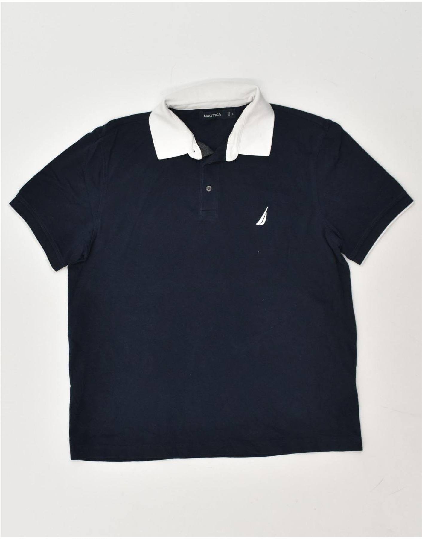 NAUTICA Mens Polo Shirt Large Navy Blue Cotton, Vintage & Second-Hand  Clothing Online