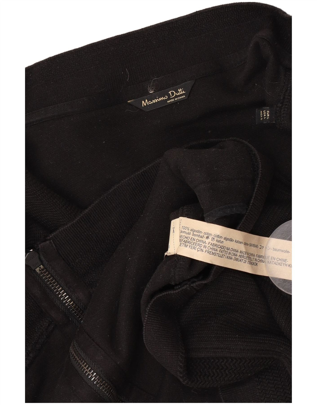 Massimo Dutti Mens Cardigan Sweater Large Black Cotton