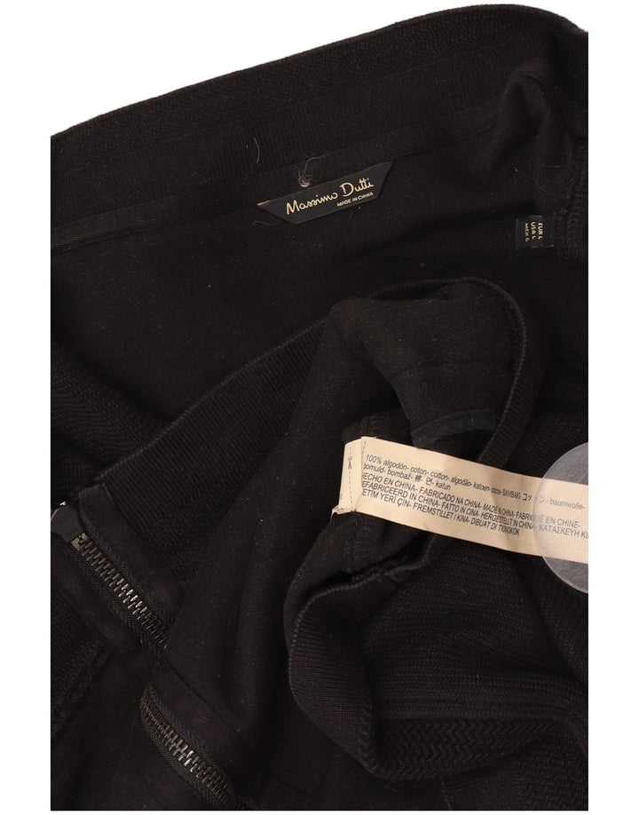 Massimo Dutti Mens Cardigan Sweater Large Black Cotton