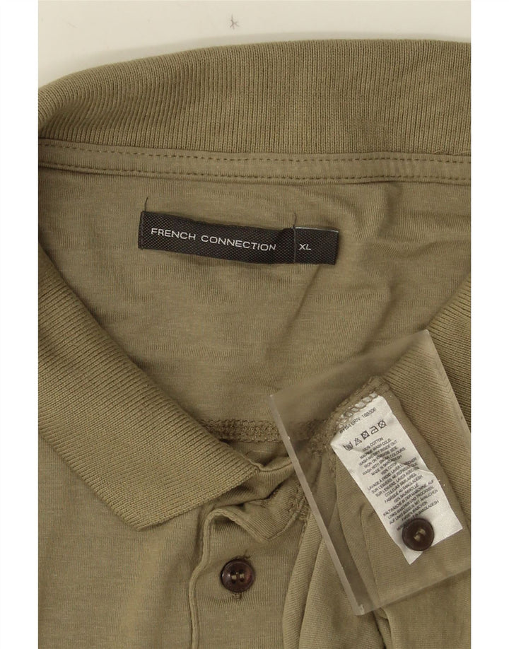 French Connection Mens Polo Shirt XL Khaki Cotton