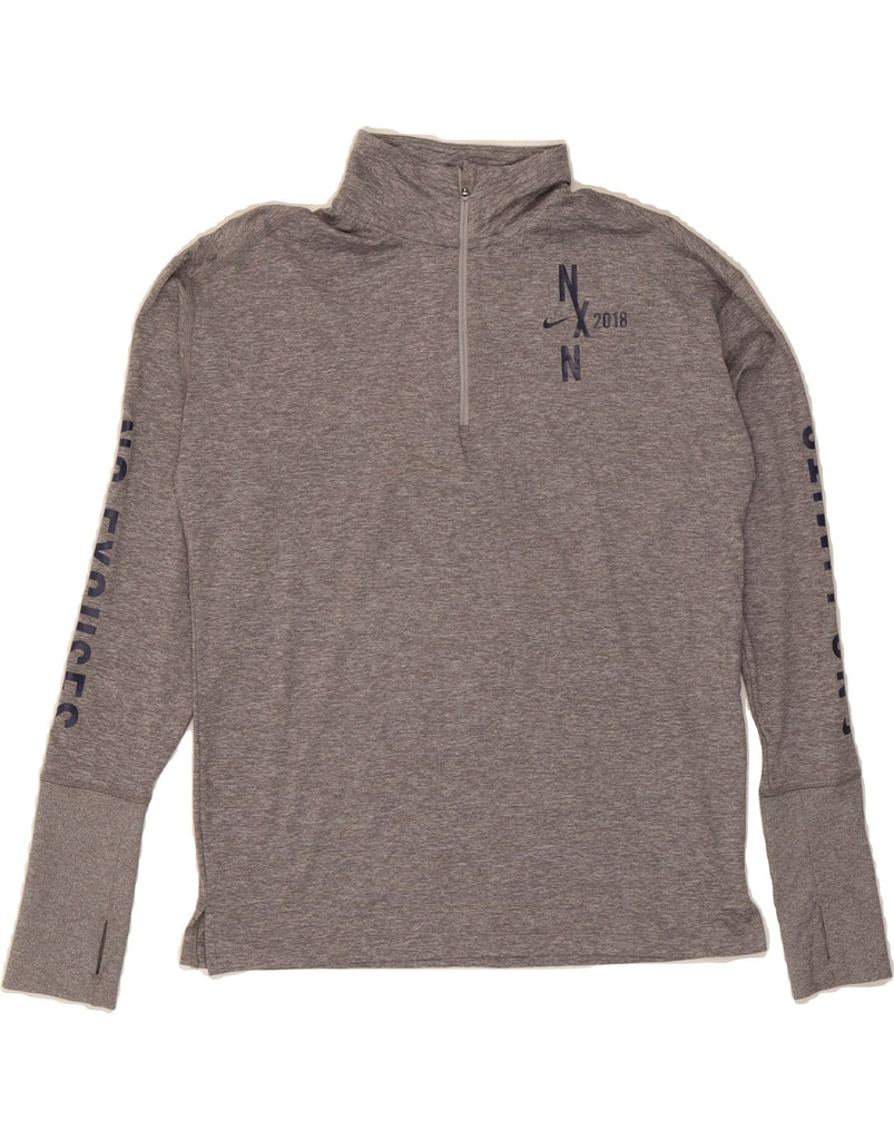 NIKE Mens Dri Fit Graphic Zip Neck Pullover Tracksuit Top Small Grey Vintage Nike and Second-Hand Nike from Messina Hembry 