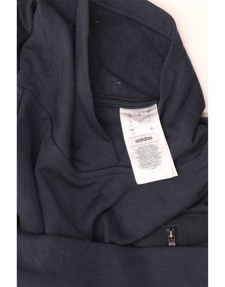 Adidas Mens Hoodie Jumper Large Navy Blue Polyester