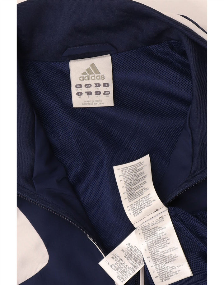 Adidas Mens Tracksuit Top Jacket Large Navy Blue Colourblock Polyester