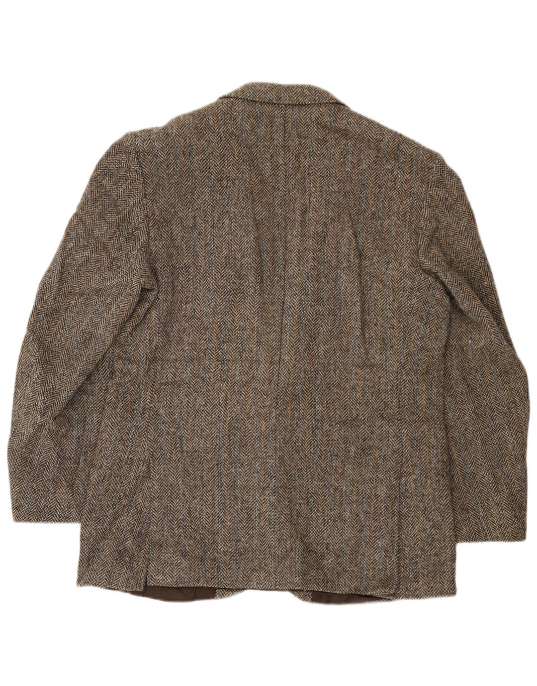 Harris Tweed Mens 2 Button Blazer Jacket UK 40 Large Brown Herringbone Wool