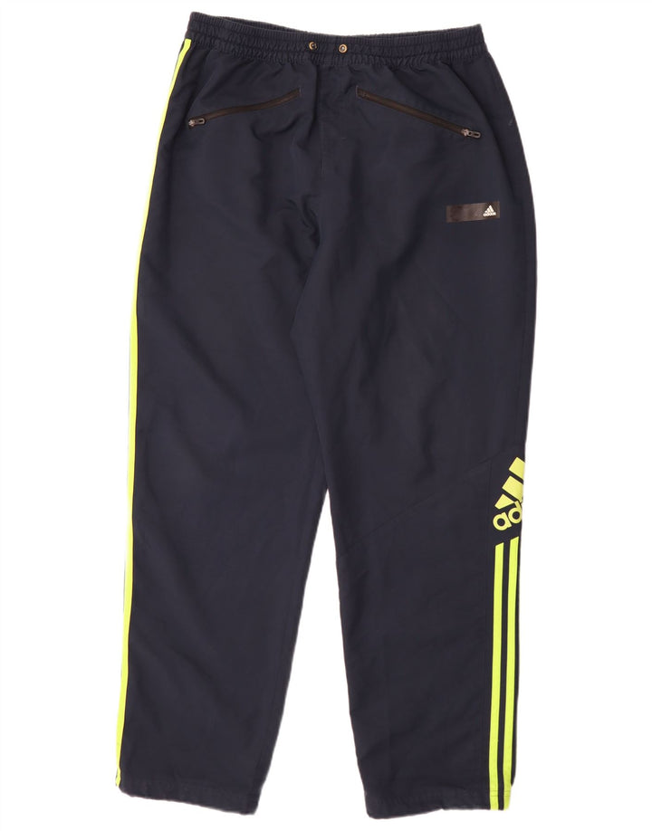 Adidas Mens Graphic Tracksuit Trousers Large Navy Blue Polyester