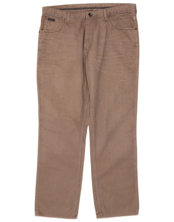 Wrangler Mens Texas Straight Casual Trousers W38 L32 Brown Cotton