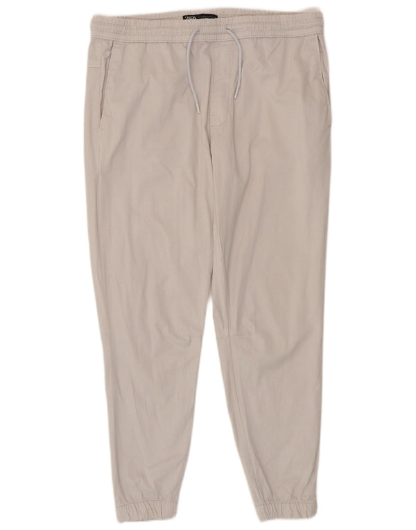 Zara Mens Joggers Chino Trousers XL W38 L28 Beige Cotton
