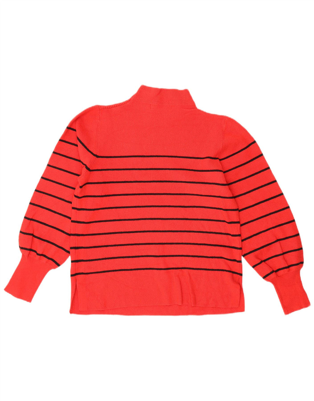 Marks & Spencer Womens Turtle Neck Jumper Sweater UK 14 Medium Red Striped