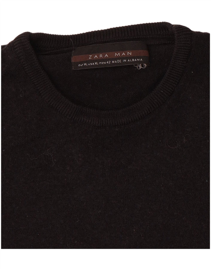 Zara Mens Crew Neck Jumper Sweater XL Black