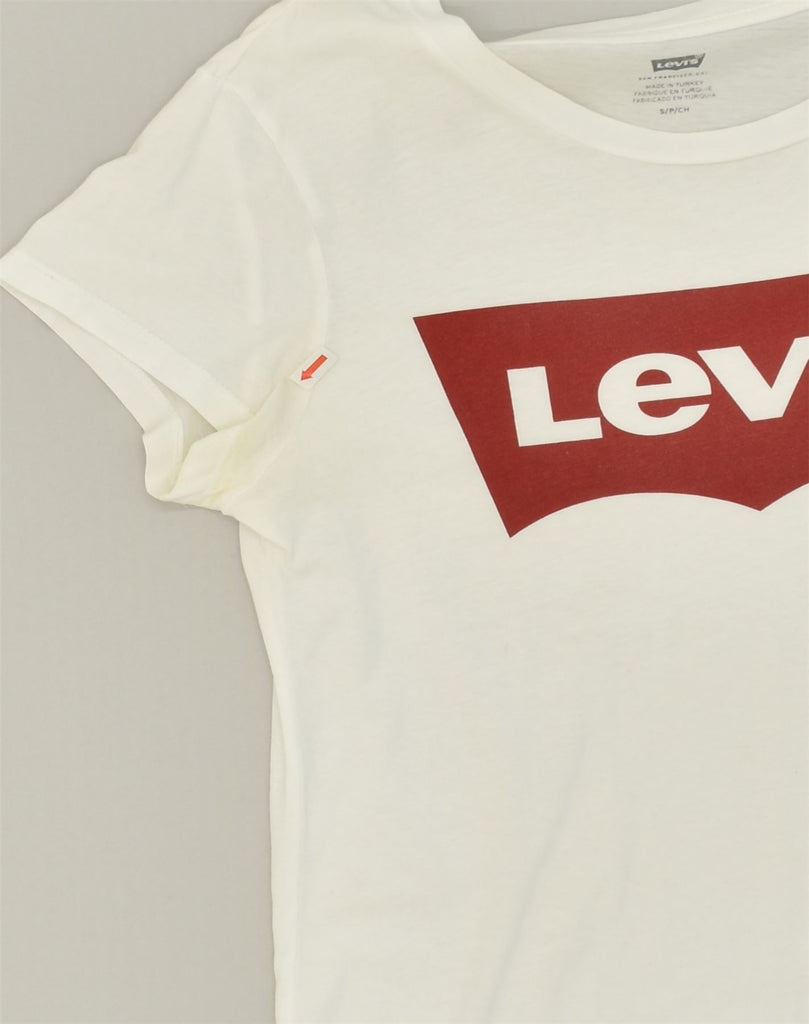 LEVI'S Womens Graphic T-Shirt Top UK 10 Small White Cotton | Vintage Levi's | Thrift | Second-Hand Levi's | Used Clothing | Messina Hembry 