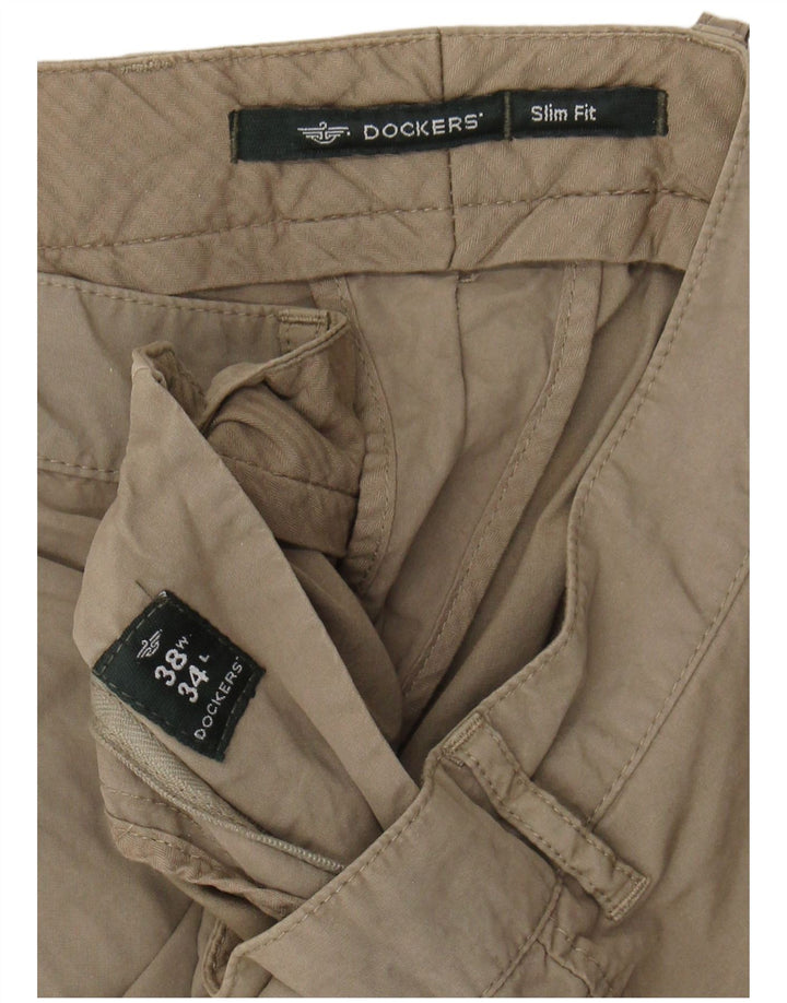 DOCKERS Mens Slim Chino Trousers W38 L31 Khaki Cotton