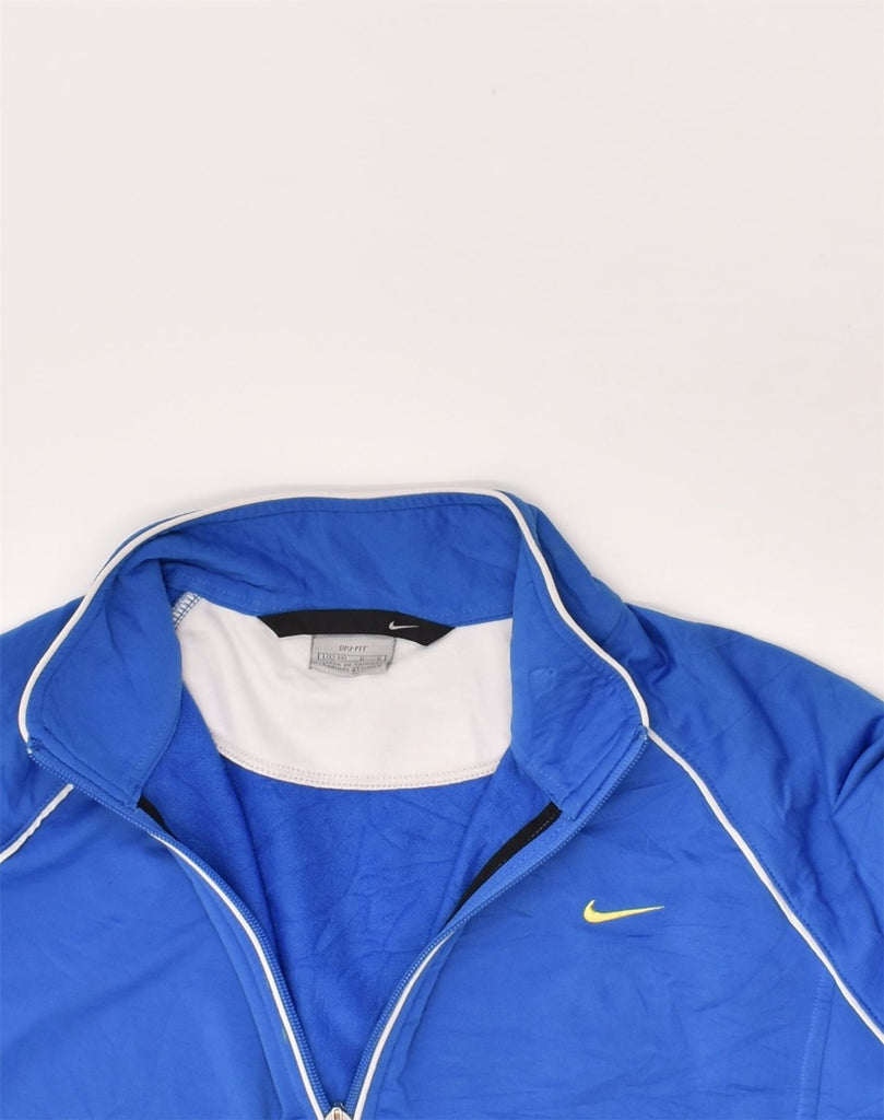 NIKE Womens Dri Fit Tracksuit Top Jacket UK 14 Large Blue Polyester | Vintage Nike | Thrift | Second-Hand Nike | Used Clothing | Messina Hembry 