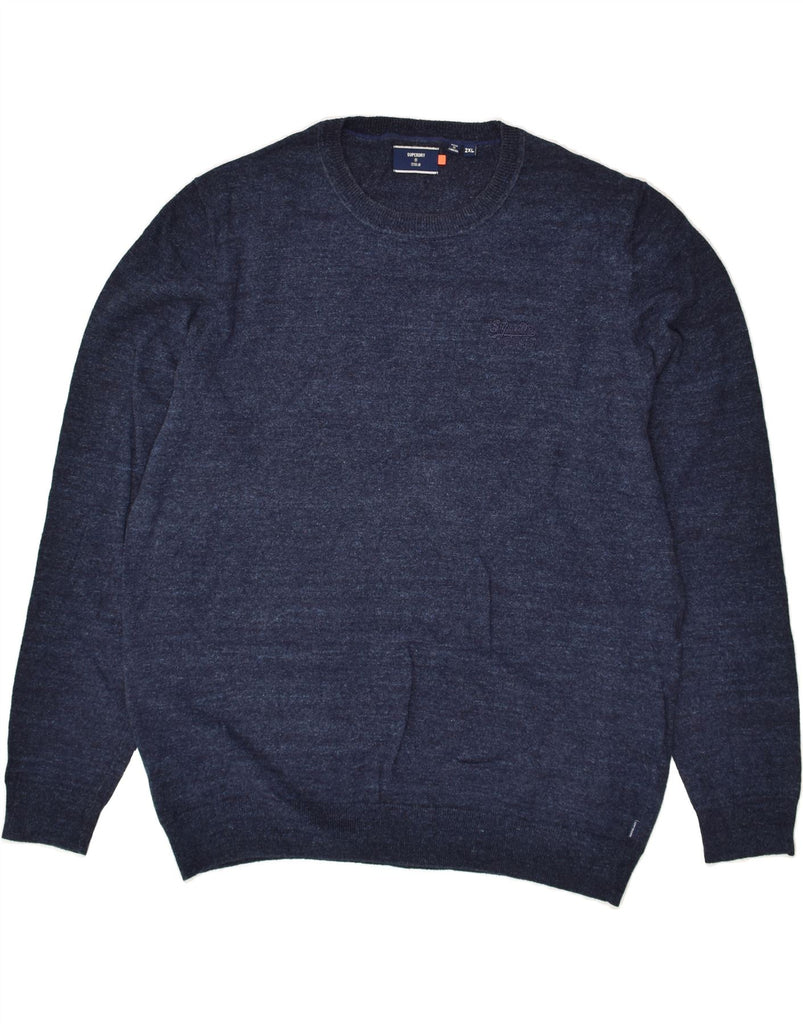 SUPERDRY Mens Crew Neck Jumper Sweater 2XL Navy Blue Cotton | Vintage Superdry | Thrift | Second-Hand Superdry | Used Clothing | Messina Hembry 