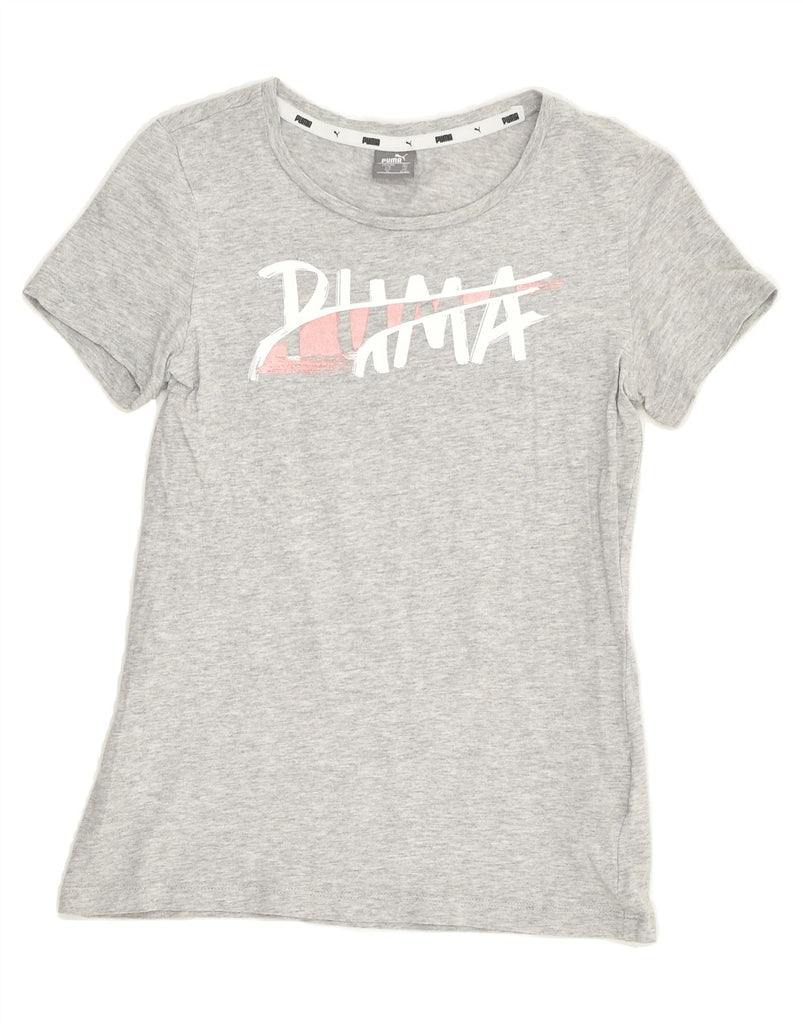 PUMA Girls Graphic T-Shirt Top 11-12 Years Grey Cotton | Vintage Puma | Thrift | Second-Hand Puma | Used Clothing | Messina Hembry 