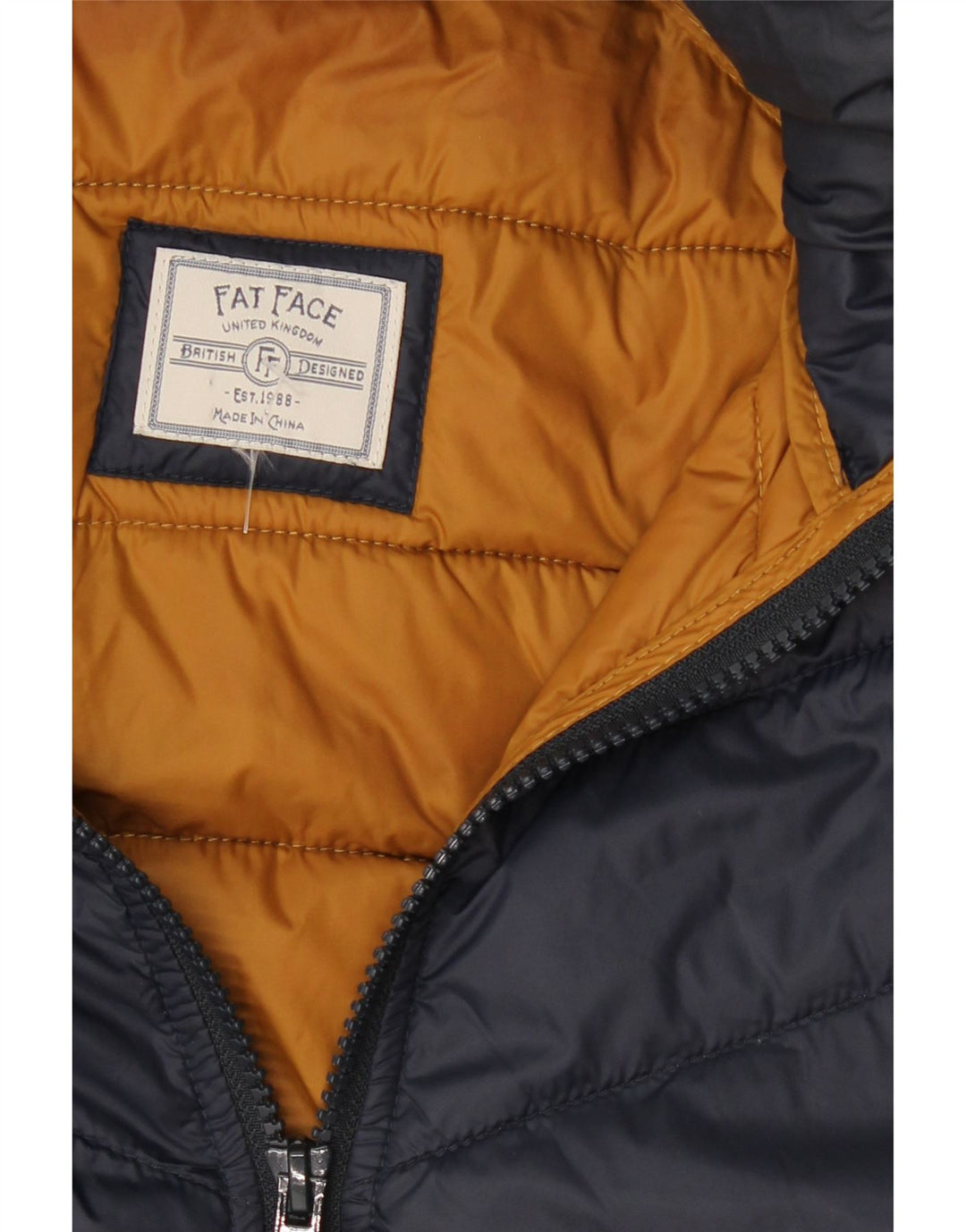 Fat Face Womens Hooded Padded Jacket UK 14 Medium Navy Blue