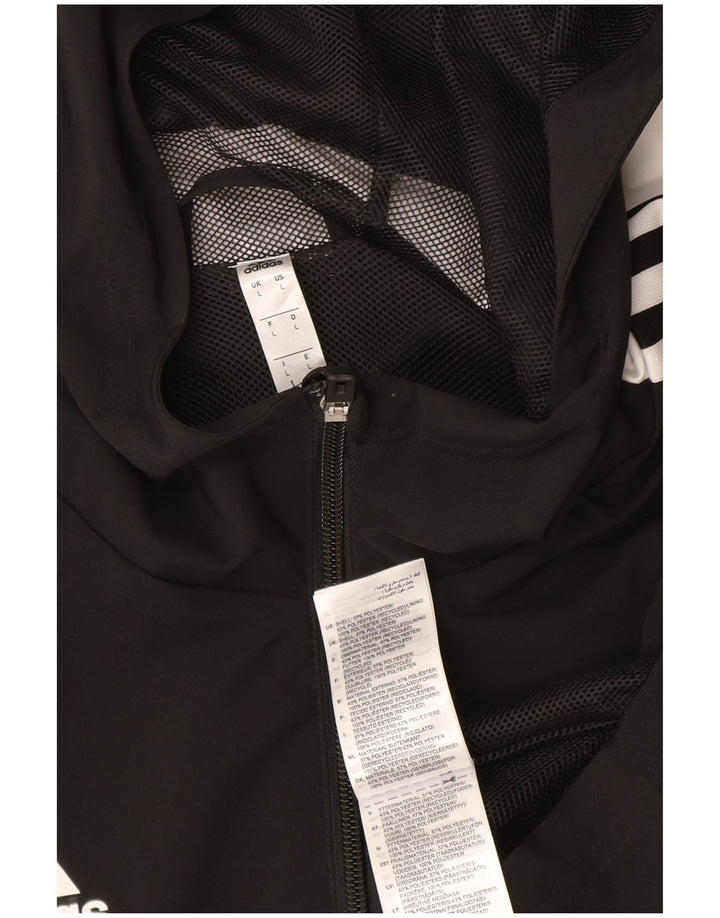 Adidas Mens Aeroready Hooded Tracksuit Top Jacket Large Black Polyester