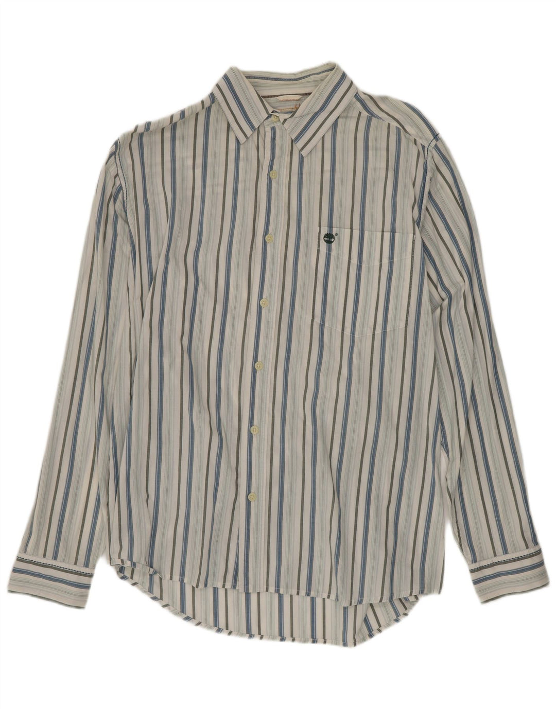 Timberland Mens Shirt Large Blue Striped Cotton