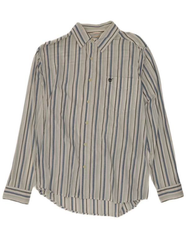 Timberland Mens Shirt Large Blue Striped Cotton