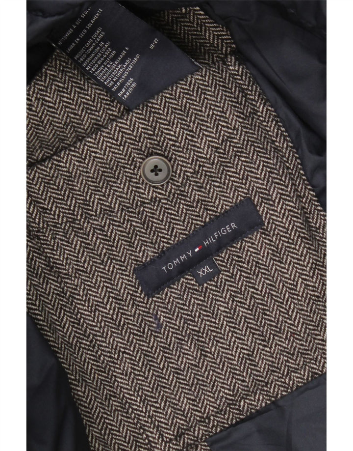Tommy Hilfiger Mens Padded Jacket UK 44 2XL Grey Herringbone Wool