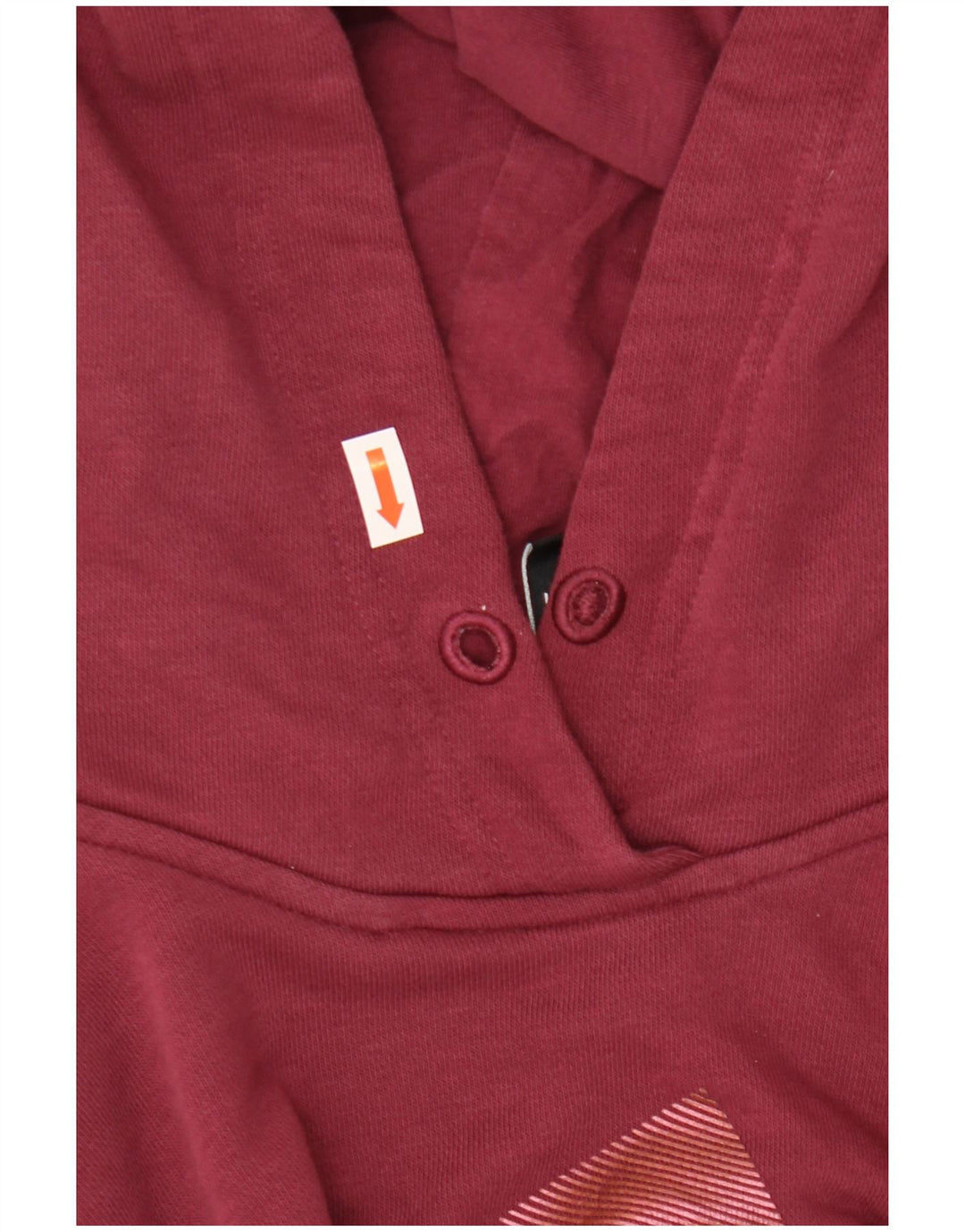 ADIDAS Womens Oversized Crop Graphic Hoodie Jumper UK 8/10 Small Burgundy