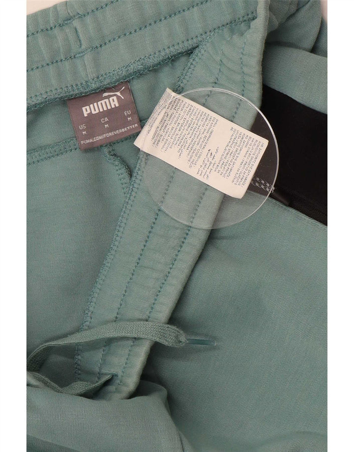 Puma Mens Tracksuit Trousers Medium Green Colourblock Cotton