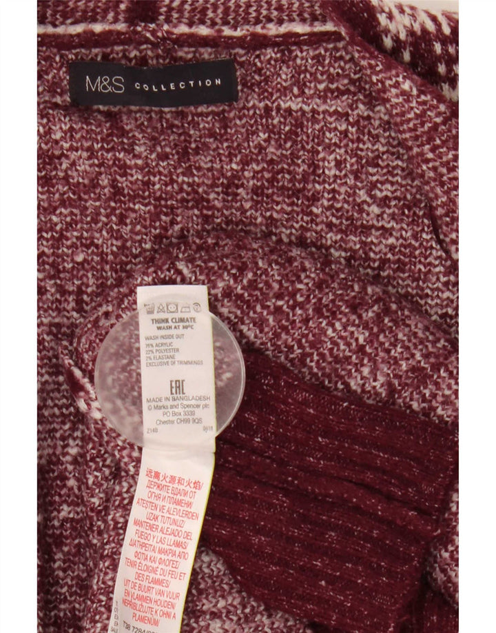 Marks & Spencer Womens Longline Cardigan Sweater UK 12 Medium Burgundy
