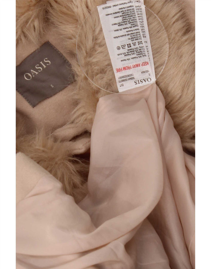 Oasis Womens Overcoat UK 10 Small Beige Polyester