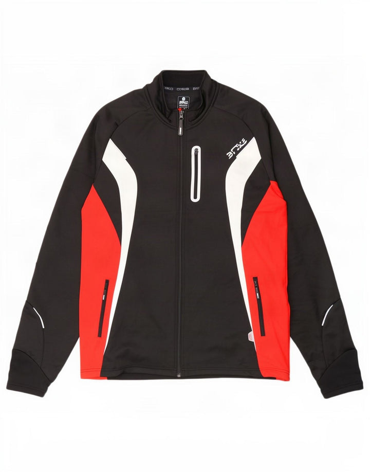 BRIKO Mens Tracksuit Top Jacket Large Black Colourblock Polyester