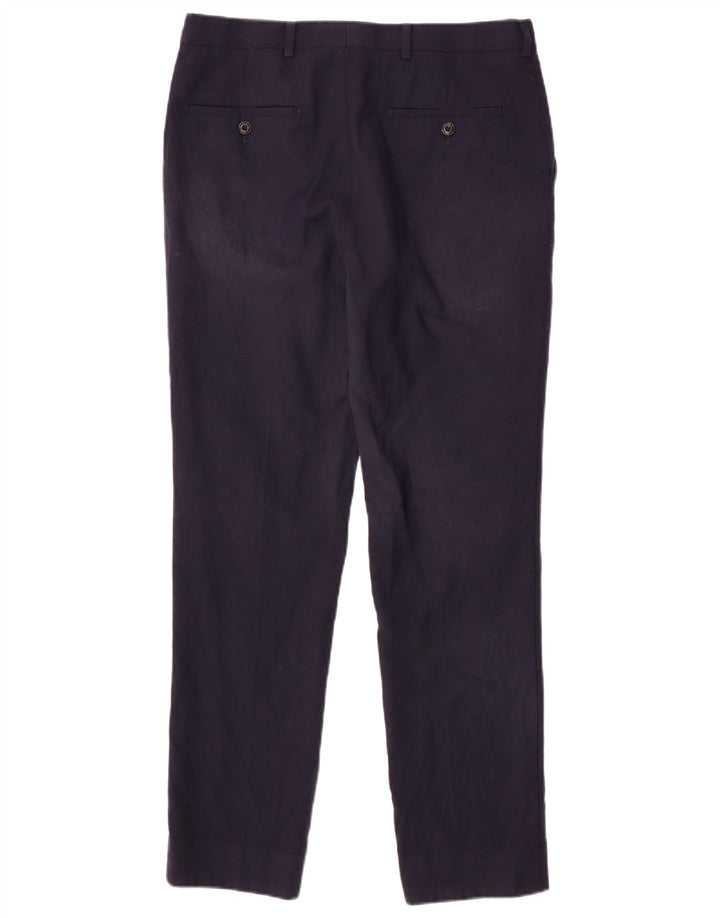Marks & Spencer Mens Slim Fit Suit Trousers W32 L31 Navy Blue Wool