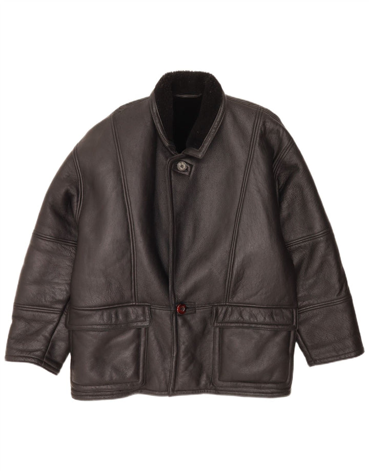Vintage Mens Shearling Jacket IT 48 Medium Black